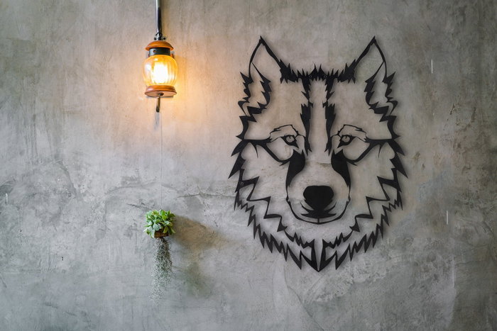 Wallity Wolf v11 Escultura de pared de metal negra